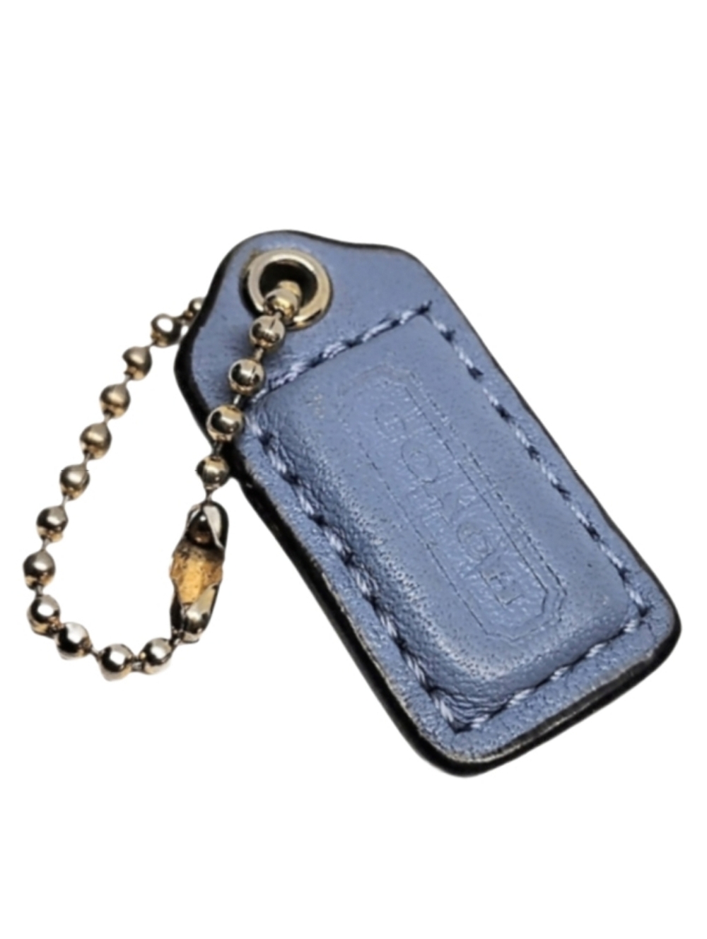 💙 1.5" Coach Cornflower Blue Matte Leather Hangtag Mini Bag Fob Charm Keychain